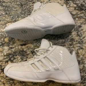 white adidas athletic shoes